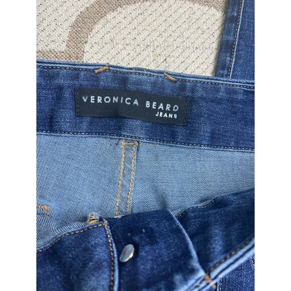 Veronica Beard Arya Straight High Rise button fly bright blue jeans, size 32/14 - Picture 3 of 15